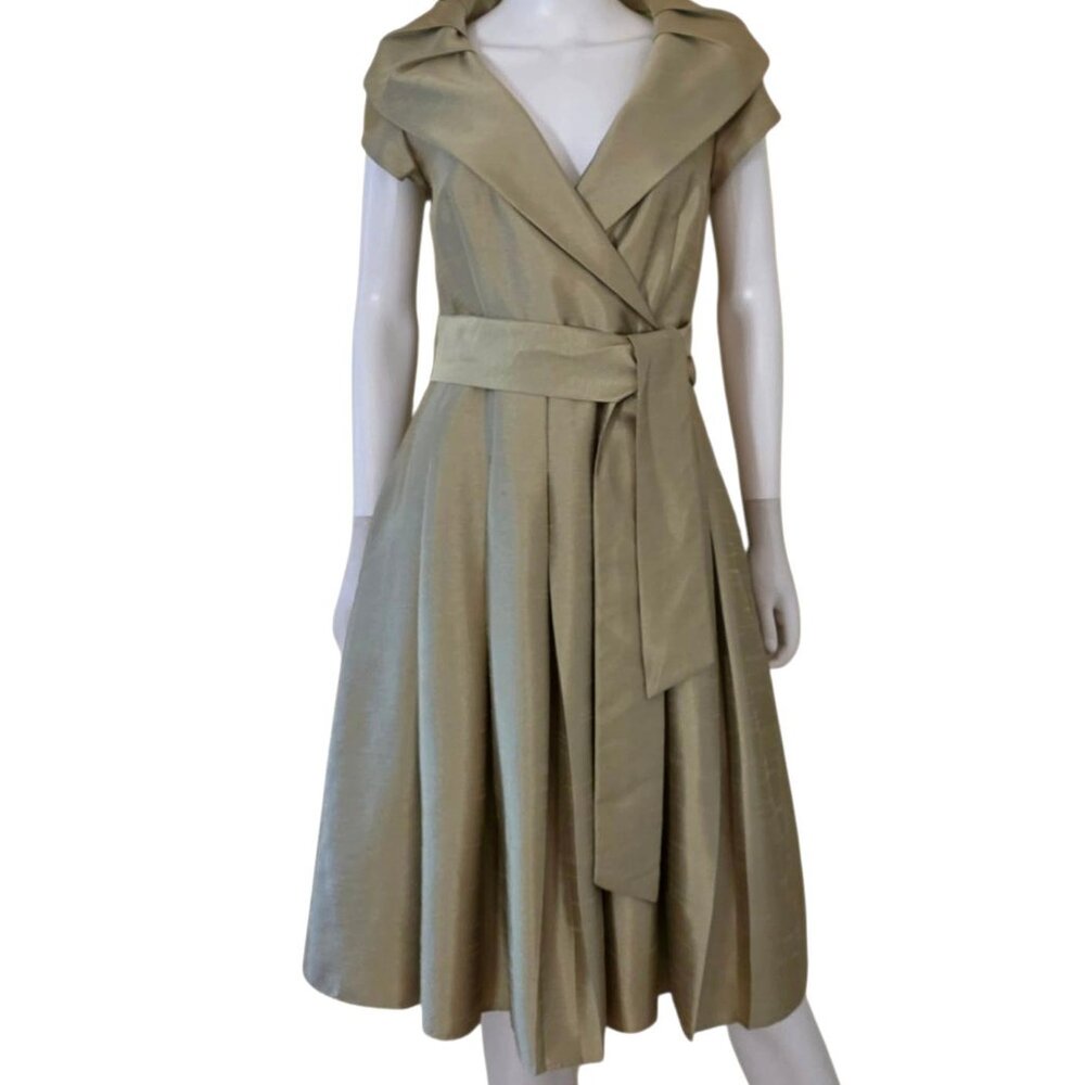 Jessica Howard Elegant Pleated Party Evening Tie Waist Dress